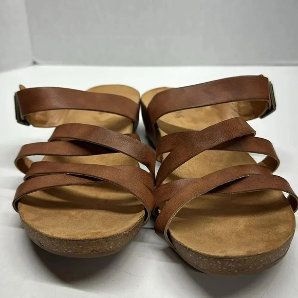 Korks Kork Ease Aster Sandals Cork Wedges Strappy Open Toe Shoes Tan Size 11 - Picture 5 of 11
